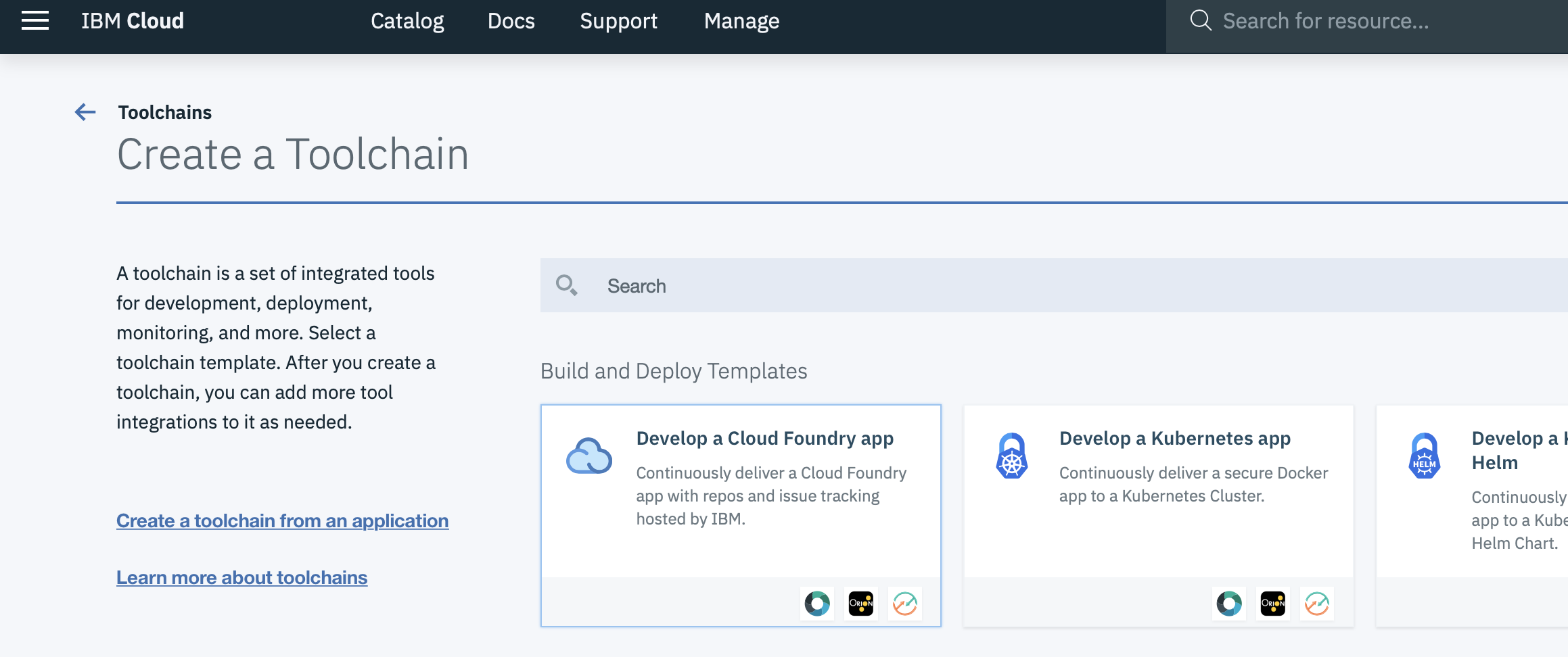 IBM Cloud Dashboard