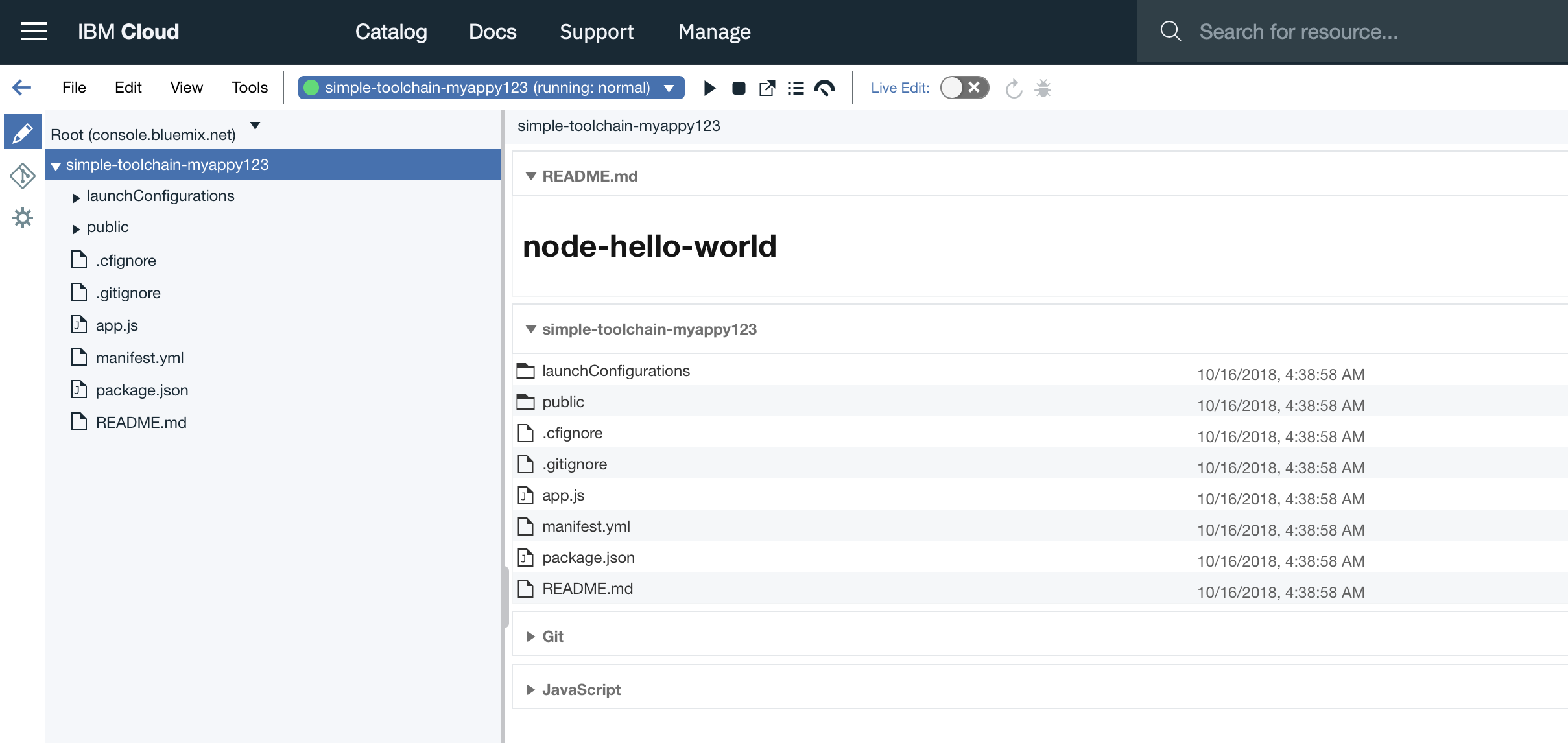 IBM Cloud Dashboard